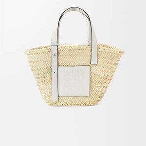 Loewe Beige and White Woven Tote